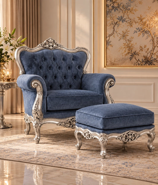 The Royal Chesterfield Armchair & Ottoman