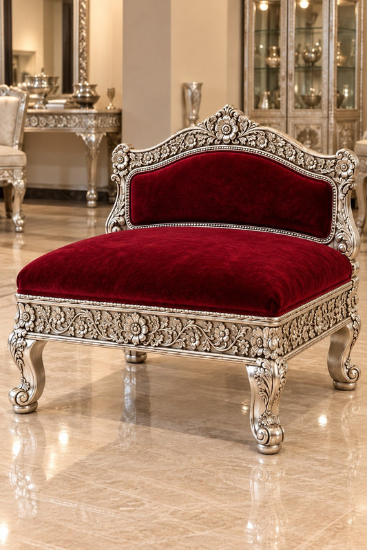The Royal Silver Velvet Settee